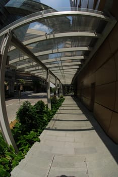 walk link and modern building in the city