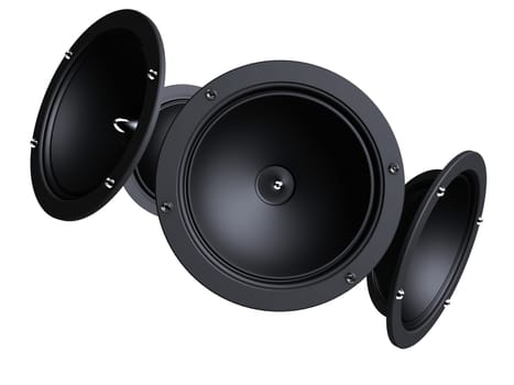 3d rendered illustration of black speakers