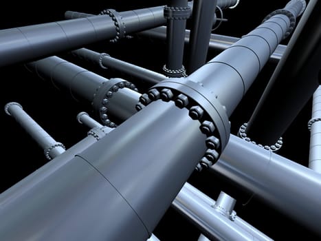 3d rendered illustration of metal pipelines