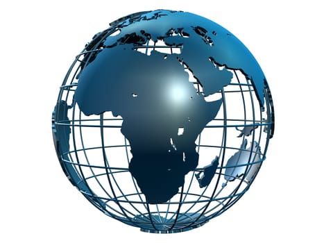 3d rendered illustration of a blue metal globe
