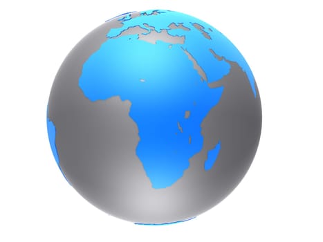 3d rendered illustration of a silver and blue globe