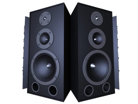 3d rendered illustration of big black speakers