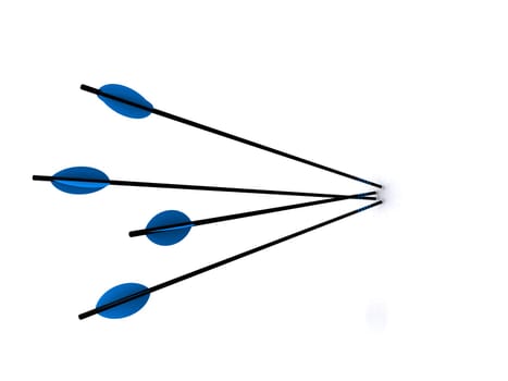 3d rendered illustration of three blue arrows