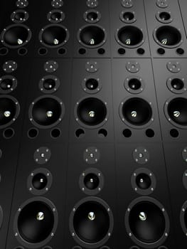 3d rendered illustration of a black speaker wall