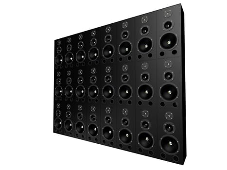 3d rendered illustration of many black speakers