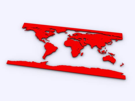 3d rendered illustration of a red world map