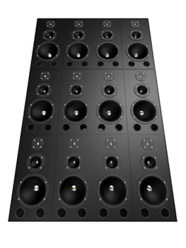 3d rendered illustration of many black speakers