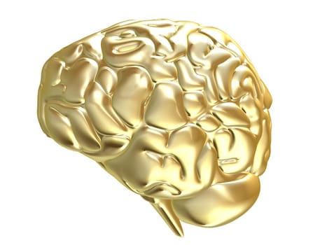 3d rendered illustration of a golden human brain