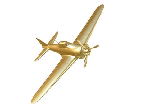 3d rendered illustration of a flying golden plane