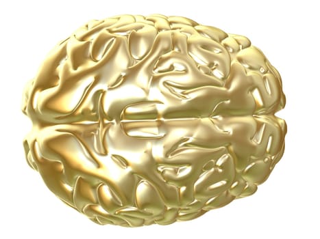 3d rendered illustration of a golden human brain