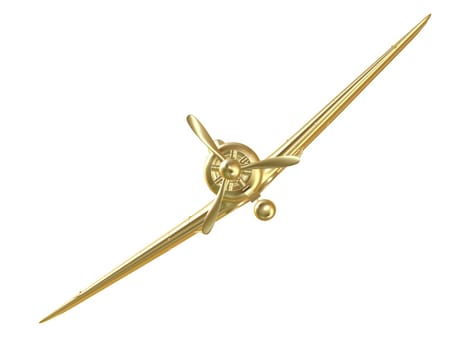 3d rendered illustration of a flying golden plane