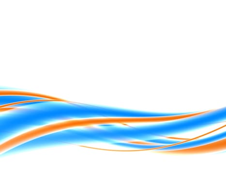 3d rendered illustration of an abstract blue and orange wave