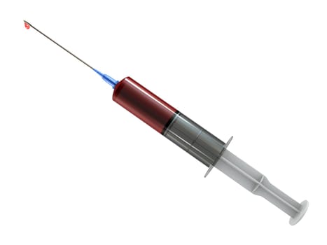 3d rendered illustration of an syringe filled with blood