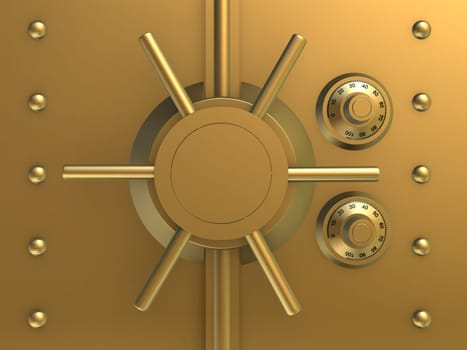 3d rendered illustration from a part of a golden vault