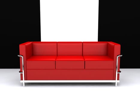 3d rendered illustration of a red leather designer sofa