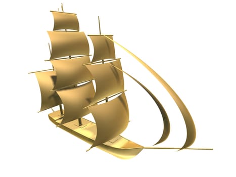 rd rendered illustration of a golden sailor