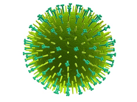 3d rendered close up of an isolated influenza virus