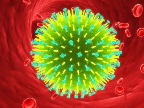 3d rendered close up of an isolated influenza virus