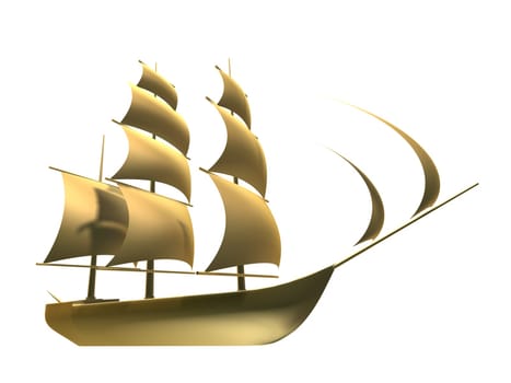 rd rendered illustration of a golden sailor