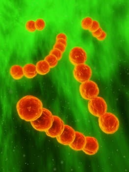 3d rendered close up ofsome streptococcus bacteria