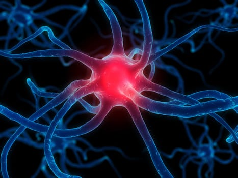 3d rendered close up of an active nerve cell