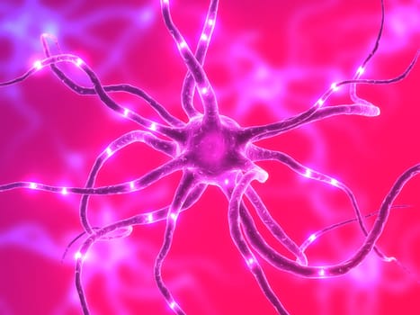 3d rendered illustration of an active nerve cell