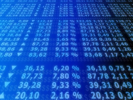 3d rendered illustration of a board with stock numbers