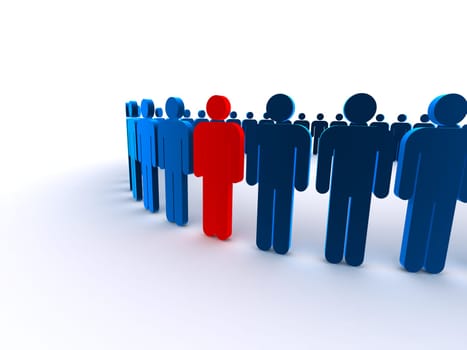 3d rendered illustration of many blue man signs