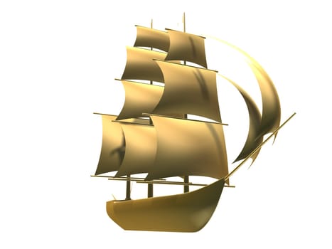 rd rendered illustration of a golden sailor