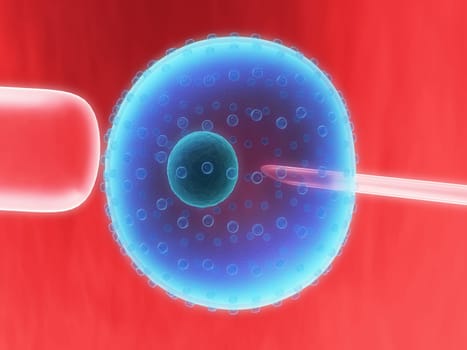 3d rendered illustration of a cell and a pipette