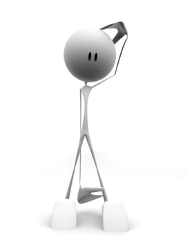 3d rendered illustration of a little character looking confused