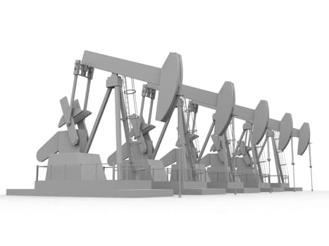 3d rendered black/white illustration of some oil pumps