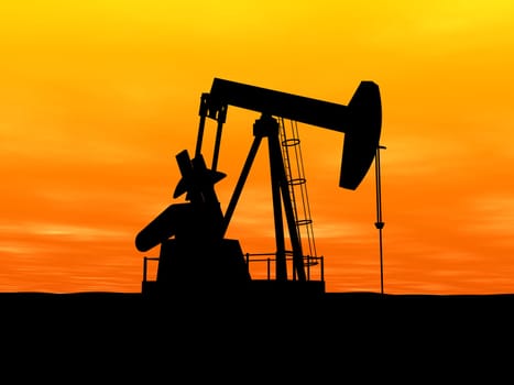 3d rendered illustration of an oil pump in the evening sun