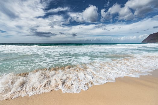 Remote sandy sunny Hawaiian Beach