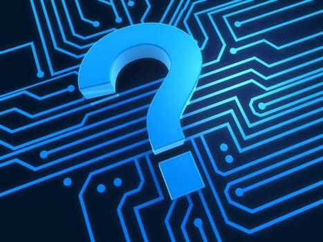 3d rendered illustration of a chip and a question mark