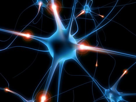 3d rendered illustration of an active nerve cell