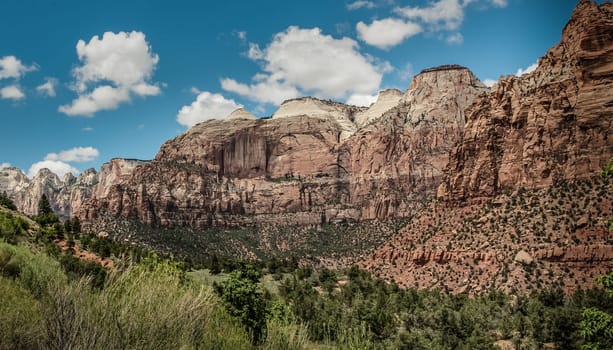 Majestic Towering Red Zion Mountains Utah