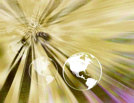 Binary earth globes in abstract background - computer technology concept