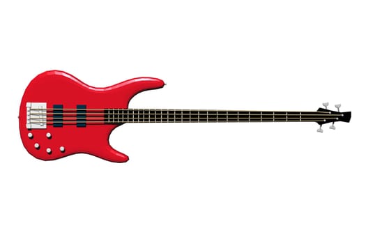 3d render illustration of isolated electric bass