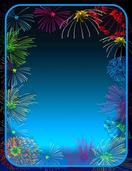 illustration of Fireworks border