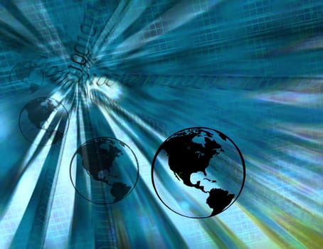 Binary earth globes in abstract background - computer technology concept