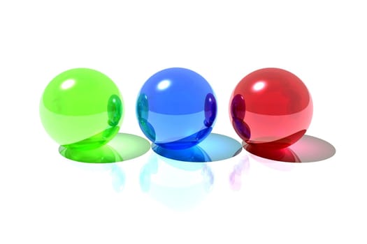Three RGB spheres - 3D render illustration