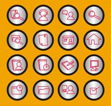 16 Web icons - Set of vector pc buttons