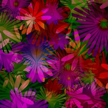 Seamless floral pattern in vibrant colors