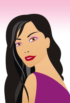 Illustration of a pretty brunette woman