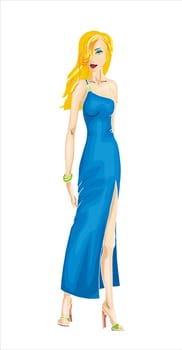 Illustration of a prettyblon woman with make up
