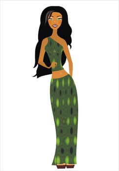 Illustration of a pretty brunette woman