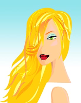 Illustration of a prettyblon woman with make up