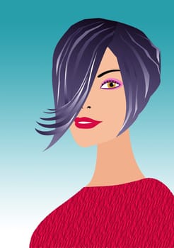 Illustration of a pretty brunette woman