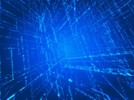 3d rendered illustration of an abstract blue matrix